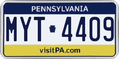 PA license plate MYT4409