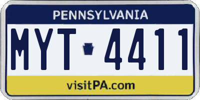 PA license plate MYT4411