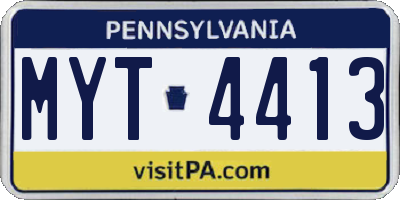 PA license plate MYT4413