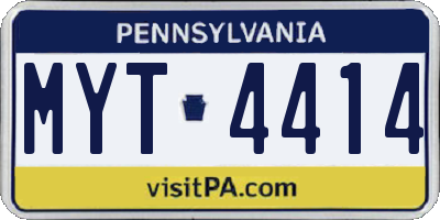 PA license plate MYT4414
