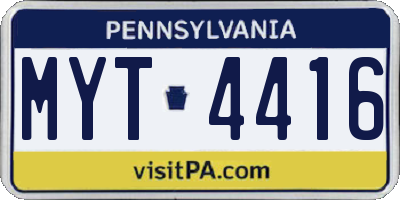 PA license plate MYT4416