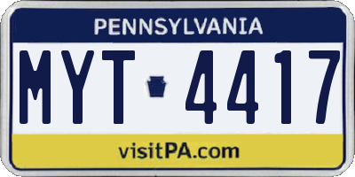 PA license plate MYT4417