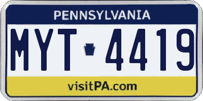 PA license plate MYT4419