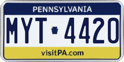 PA license plate MYT4420