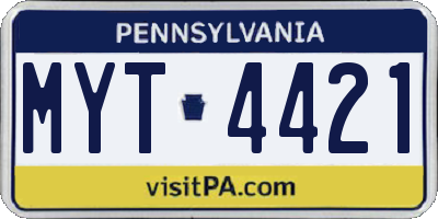PA license plate MYT4421