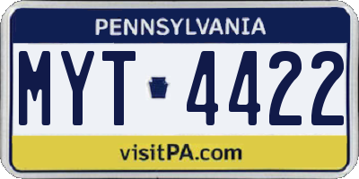 PA license plate MYT4422