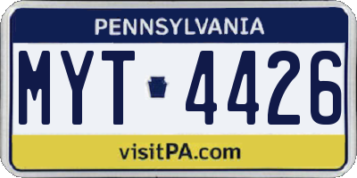 PA license plate MYT4426