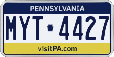 PA license plate MYT4427