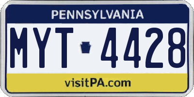 PA license plate MYT4428