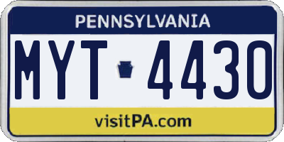 PA license plate MYT4430
