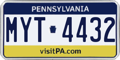 PA license plate MYT4432