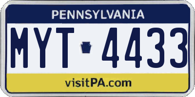 PA license plate MYT4433