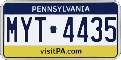 PA license plate MYT4435