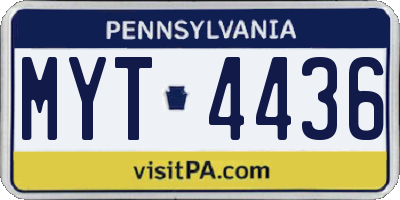 PA license plate MYT4436