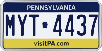 PA license plate MYT4437