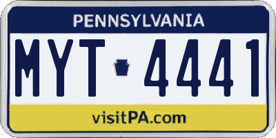 PA license plate MYT4441