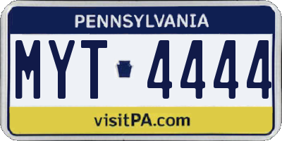 PA license plate MYT4444