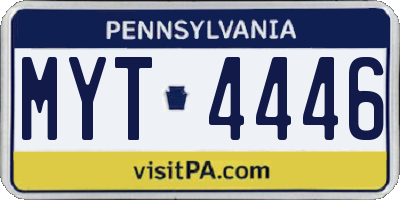 PA license plate MYT4446