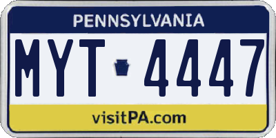 PA license plate MYT4447