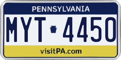 PA license plate MYT4450
