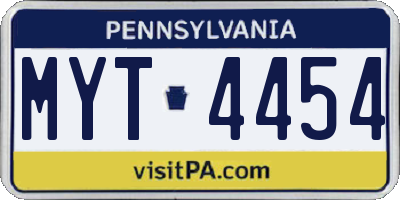PA license plate MYT4454