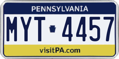 PA license plate MYT4457