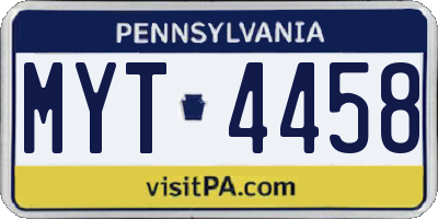 PA license plate MYT4458