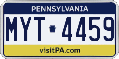 PA license plate MYT4459
