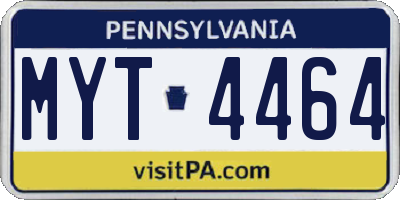 PA license plate MYT4464
