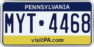 PA license plate MYT4468