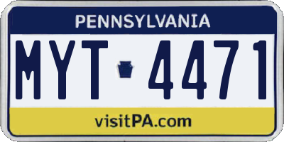 PA license plate MYT4471