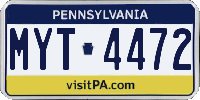 PA license plate MYT4472