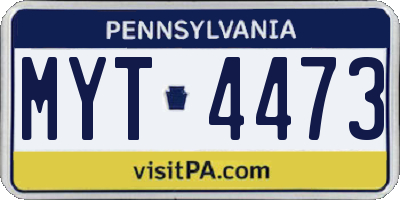 PA license plate MYT4473