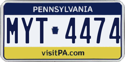 PA license plate MYT4474