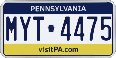 PA license plate MYT4475