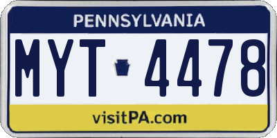 PA license plate MYT4478