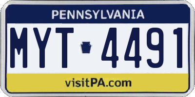 PA license plate MYT4491