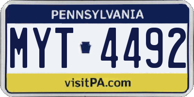 PA license plate MYT4492