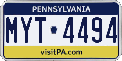 PA license plate MYT4494