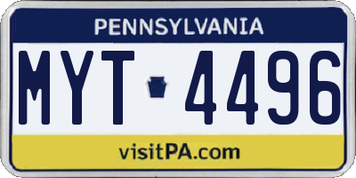 PA license plate MYT4496