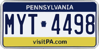 PA license plate MYT4498