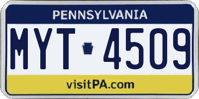 PA license plate MYT4509