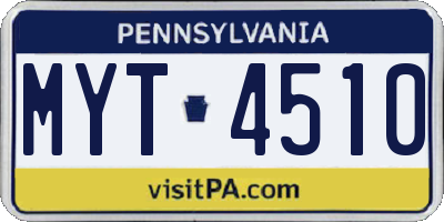 PA license plate MYT4510
