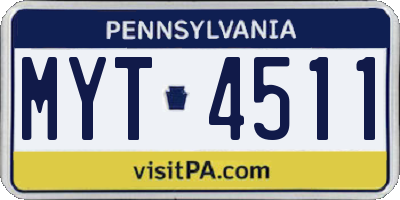 PA license plate MYT4511
