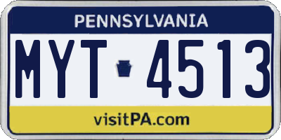 PA license plate MYT4513