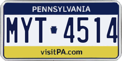 PA license plate MYT4514
