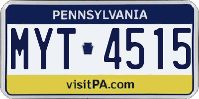 PA license plate MYT4515