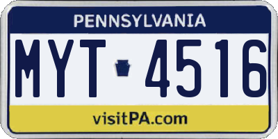 PA license plate MYT4516