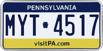 PA license plate MYT4517