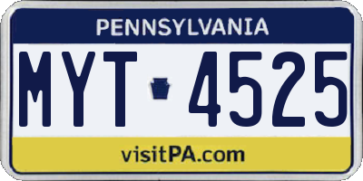 PA license plate MYT4525